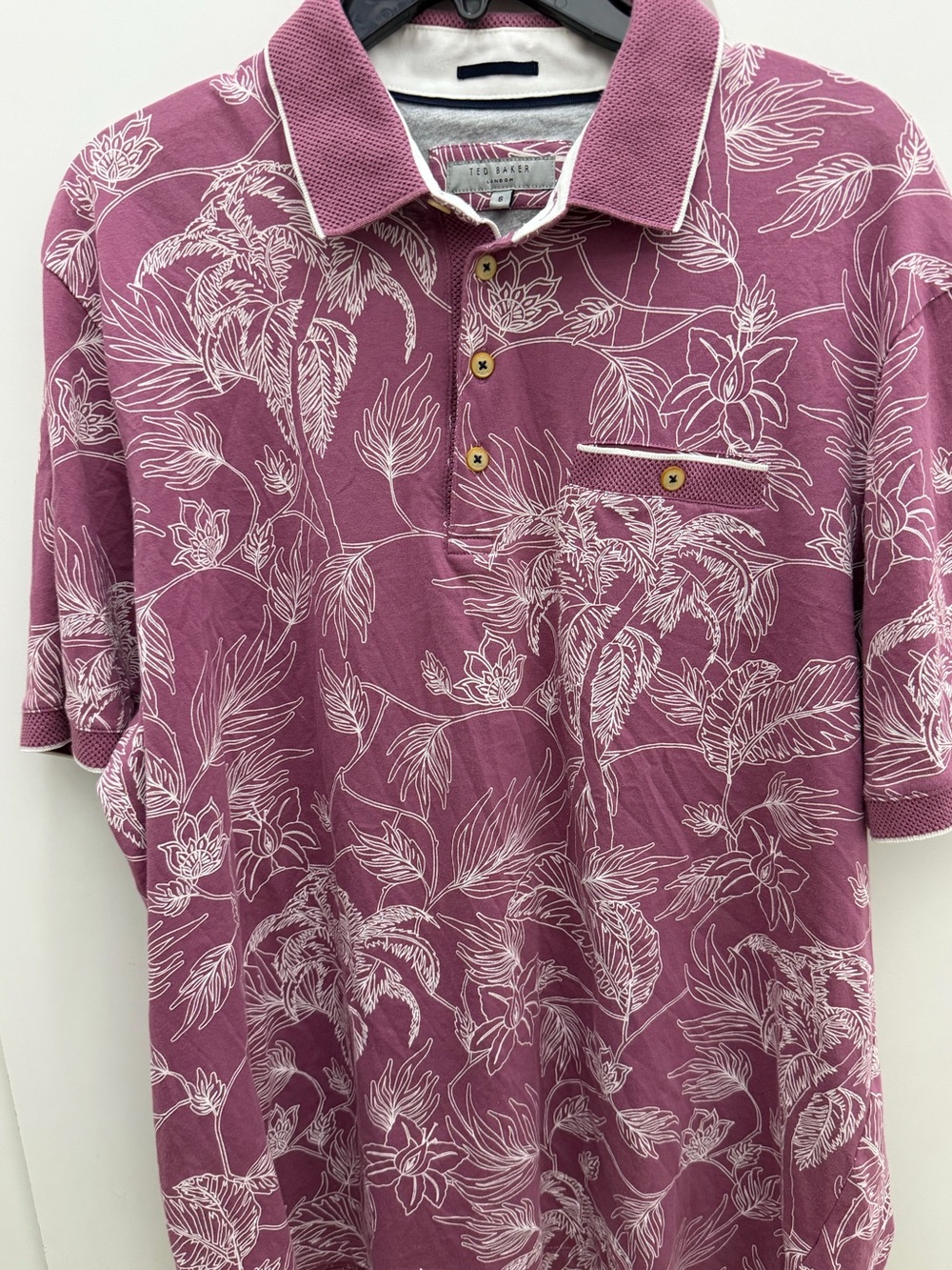 Ted Baker Men's Pink Tropical Floral Polo Shirt